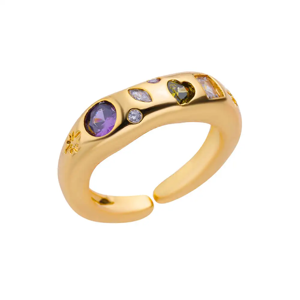 Zircon Heart Finger Rings for Women Gold Color Irregular Stainless Steel Ring Engaement Wedding Aesthetic Jewelry Girls Gift