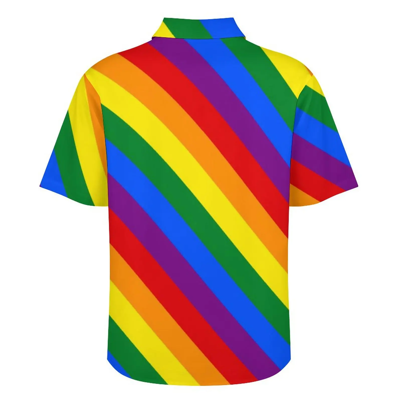 LGBT Rainbow Hawaii Shirt For Men Beach Gay Pride Flag Casual Shirts Short Sleeves Streetwear Custom Classic Oversized Blouses