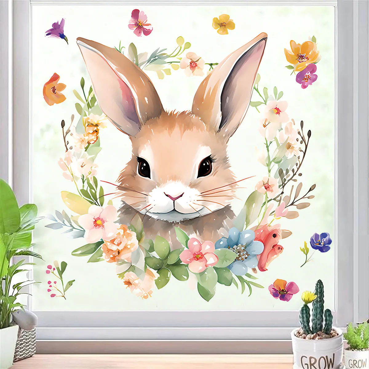 Pasen Nieuw product Elektrostatische patch Schattig konijn Kleurrijke eierstickers Glazen raamstickers Kinderkamerdecoratie