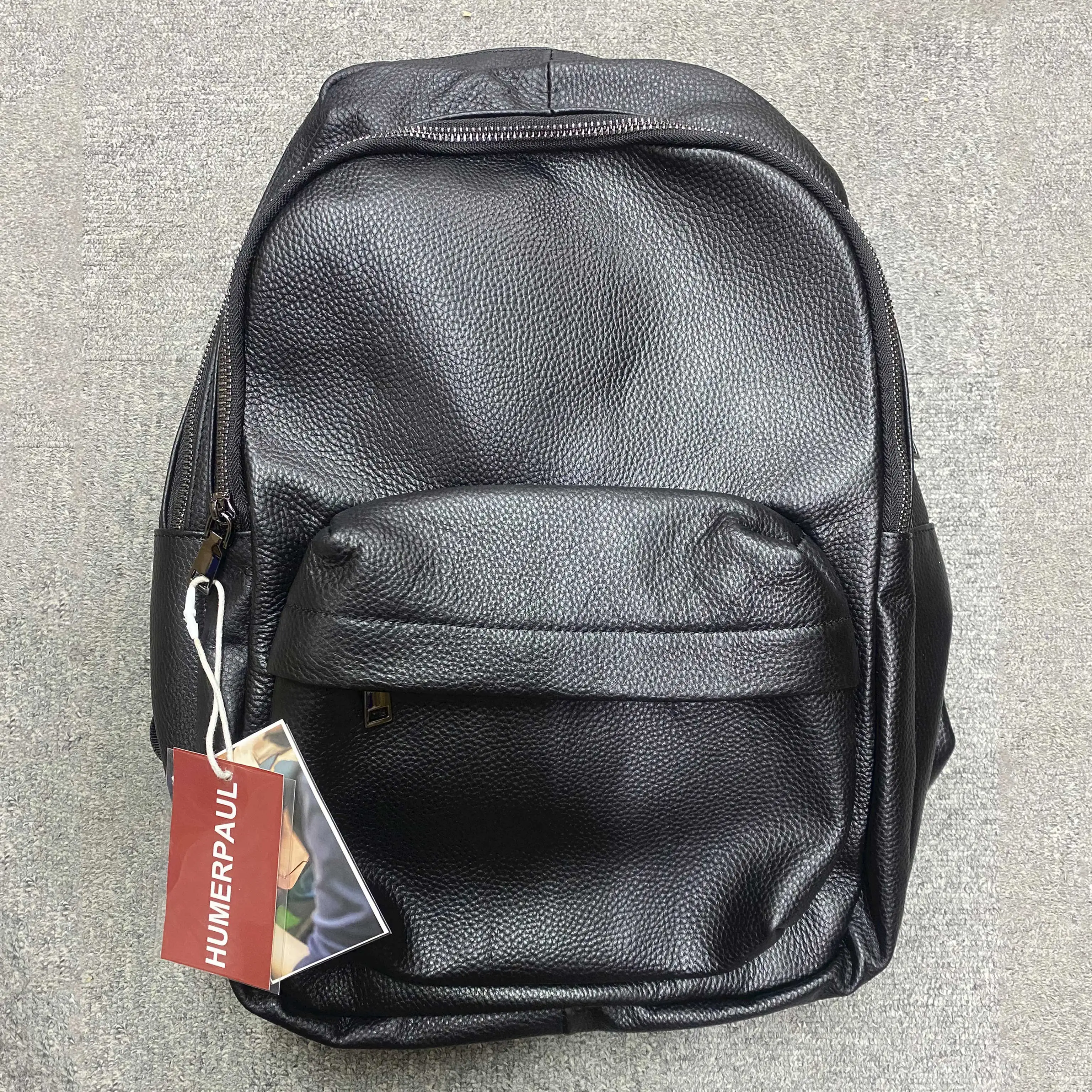 HUMERPAUL Fashion Men Schoolbag Genuine Leather Large Capacity Laptop Backpack Casual High Quality Male Bagpack for TraveTravel