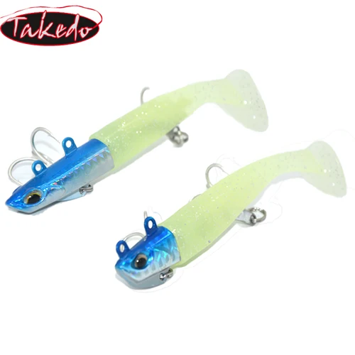 TAKEDO LS09 PVC Swimbait cabeza de Metal Pesca en el mar cebos artificiales Señuelos de Pesca señuelo suave cebos blandos Señuelos de Pesca señuelo de lubina