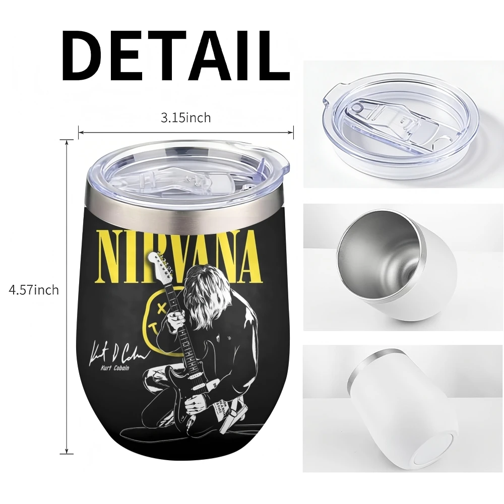 Rock Band N-nirvana Vacuum Flasks 12oz Insulated Wine Tumbler Vacuum Coffee Mug Egg Shape Thermos Cup - view 3