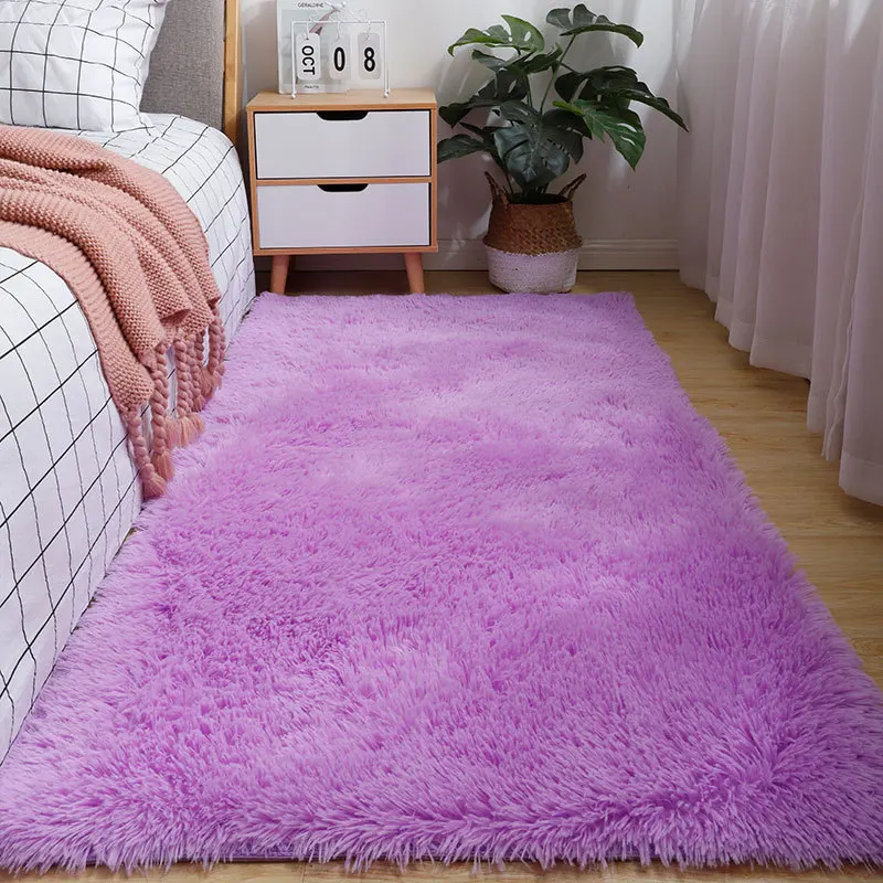 

Fluffy Cream Purple Sheepskin Rug for Bedroom and Living Room Decor - Silk Wool Rugs Rugs for Bedroom Kawaii Rug Room Decor