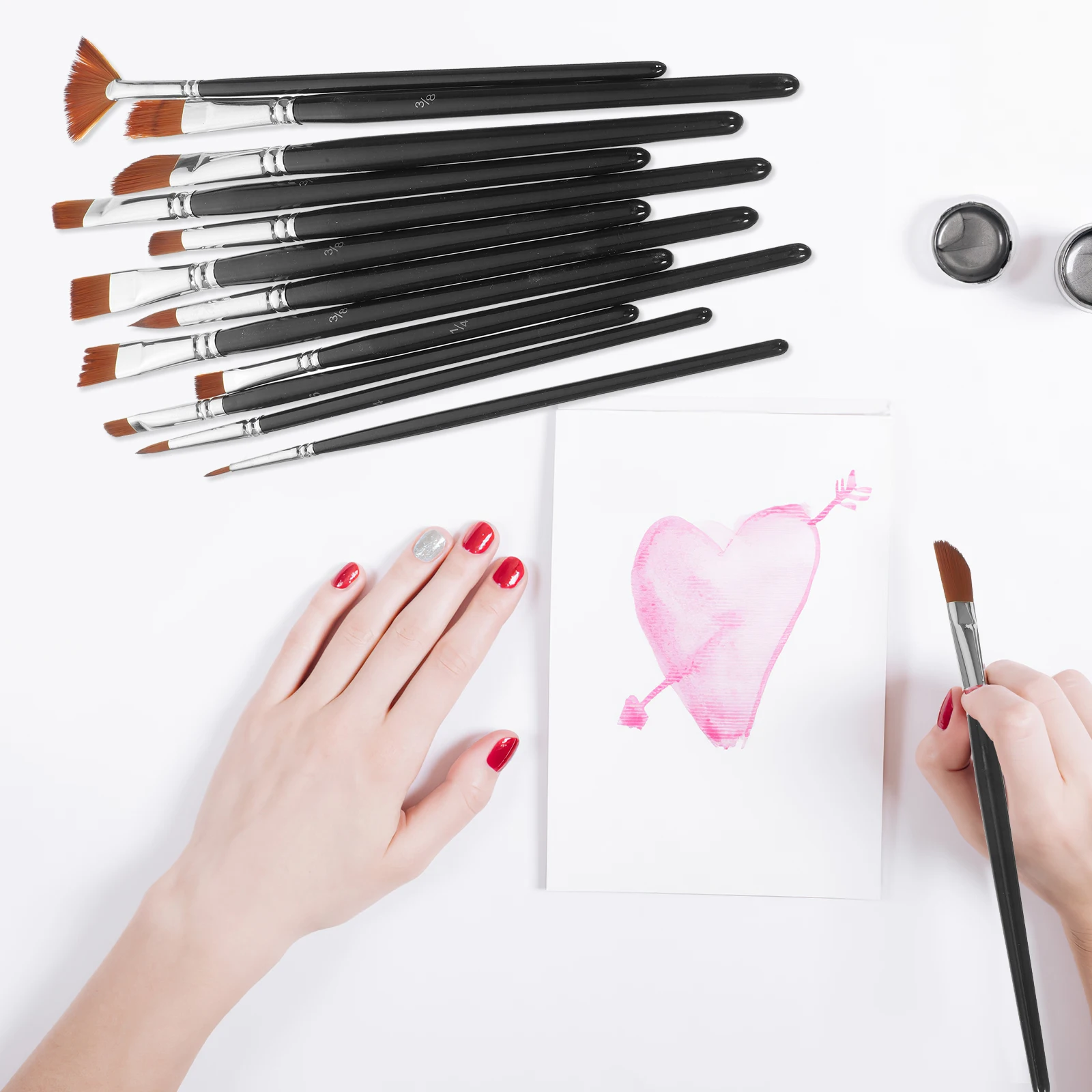 

12pcs Paintbrushes Artist Painting Supplies Watercolor Acrylic Oil Flat Tip Brushes Set Art Students Easy Clean