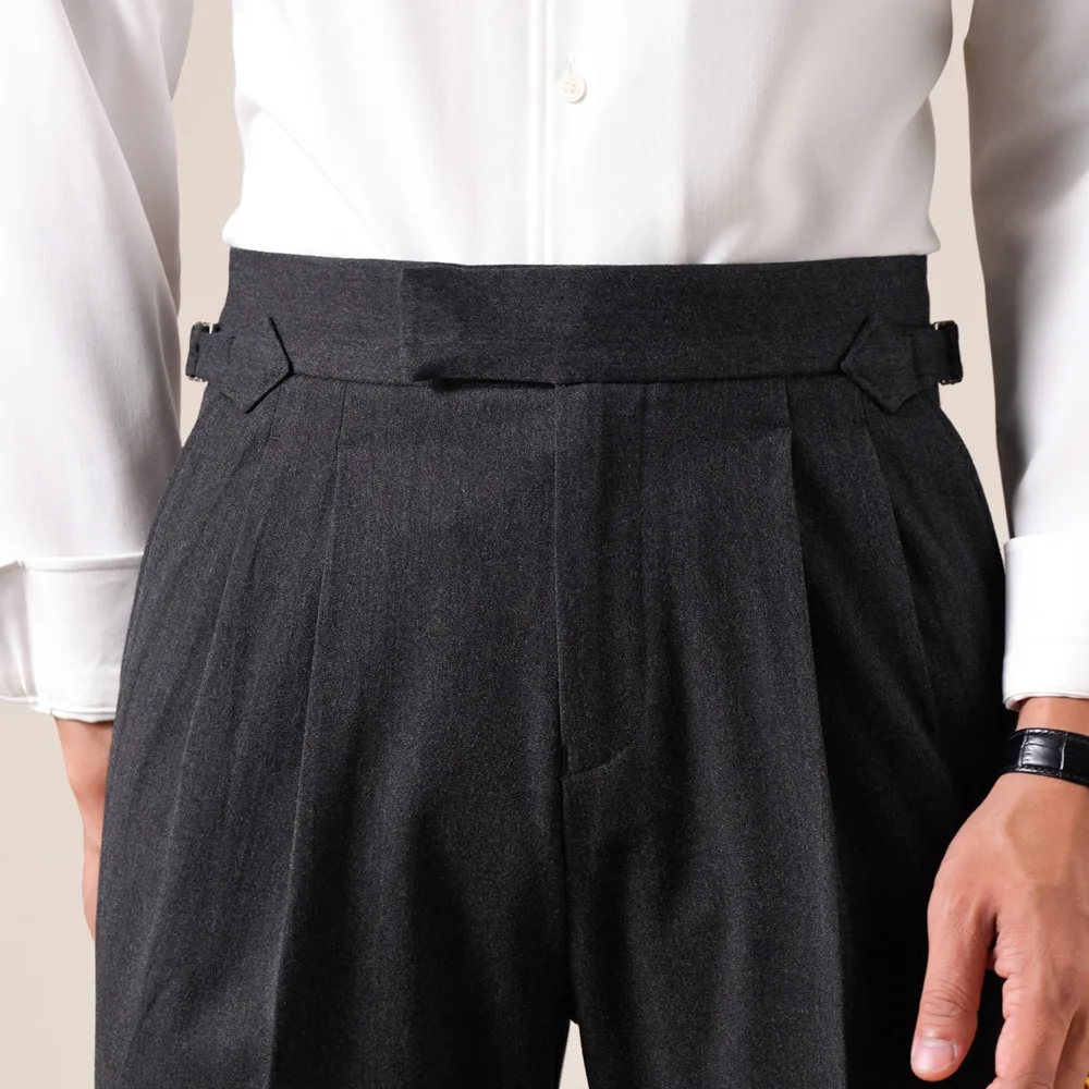 

Осенние классические брюки для мужчин, итальянский стиль, мужские брюки с высокой талией, прямые брюки, теплые брюки с начесом, мужские социальные брюки