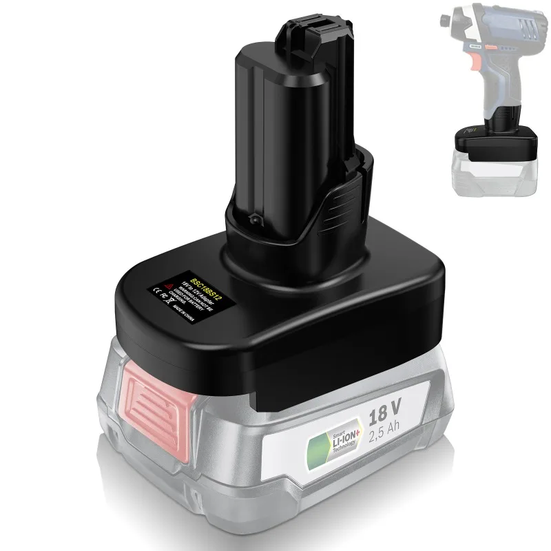 

HAKSINKY BSC18BS12 Адаптер аккумулятора для электроинструмента Bosch 18 В PBA Литий-ионный аккумулятор для преобразования в работе для электроинструмента Bosch 12 В