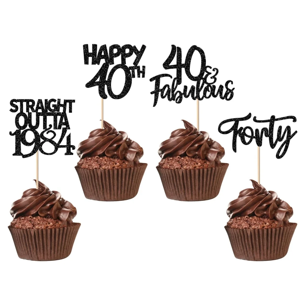 24 Pack 40th Birthday Cupcake Toppers Happy 40th Straight Outta 1984 Forty Awesome Since 1984 Cupcake Picks 40 Fabulous Cake Dec