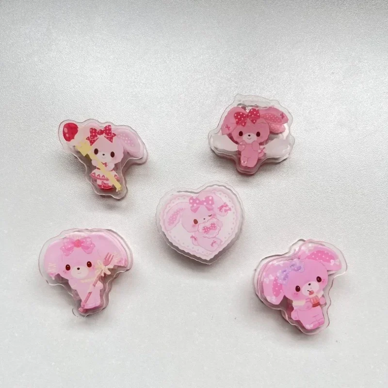 6 Stück Usahana Marumofubiyori Wish Me Mell doppelseitige Acryl-BB-Clips für Studenten, Notizbuch-Clips, Memo-Nachrichtenordner, Schreibwaren – Detail 7