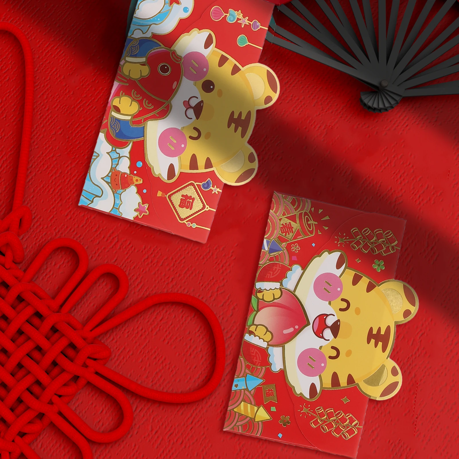 

12 Pcs Red Envelope Year of The Tiger Chinese New Year Money Packets Ceremony Pocket Cartoon Hongbao Lovely Pattern
