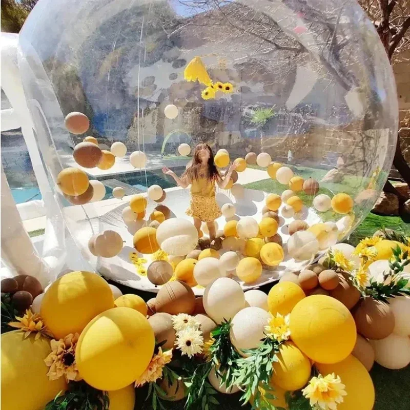 Inflatable Bubble House,Outdoor Performance Transparent Commercial Grade Waterproof PVC Tent with Blower Outdoor Wedding Tent