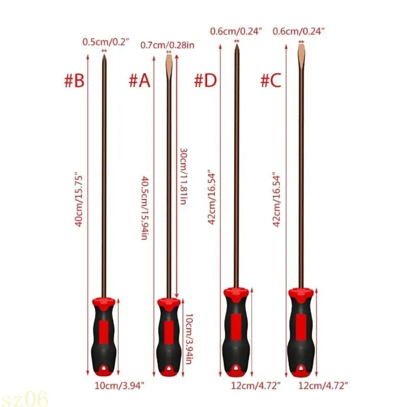 Q2Q4 Professional Grade Slotted/Cross Screwdriver Extended Length Magnetic Tip for Easy Screw Handling