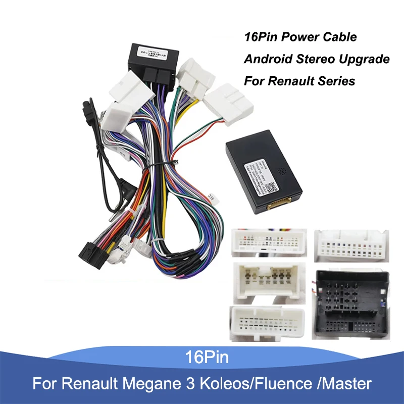 For Renault Koleos Fluence Megane 3 Master 16 Pin Car Radio Power Cord Wiring Adapter