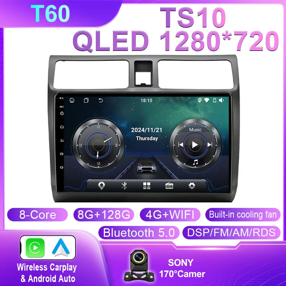 Android 14 Autoradio Voor Suzuki Swift 2003-2006 2007 2008 2009 2010 Multimedia Speler Stereo Carplay AUTO Head Unit WIFI 4G BT