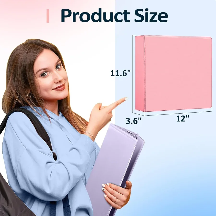 BinderX Extra Durable 3 Inch 3 Ring Binder DRing Large Binders Holds 670 Sheets of 8.5x11 Paper Customizable View Cover with 2