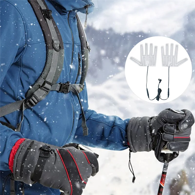 ABHQ-USB guante calefactado almohadilla invierno cálido 5 dedos guantes almohadilla calefactora película calefactora eléctrica guante hoja calefactora para esquiar fácil Insta
