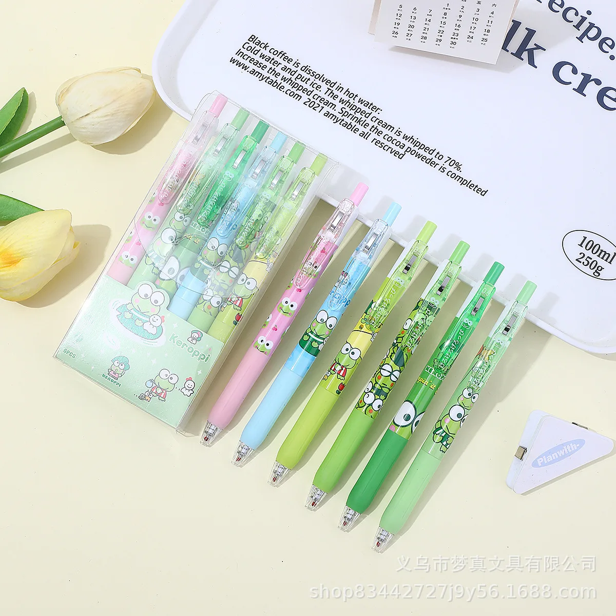 

Kero Kero Keropi Cute Big Eyed Frog Ball Pen Student Neutral Pen Black Water Press Spring Pen Classroom Homework Gift Stationery