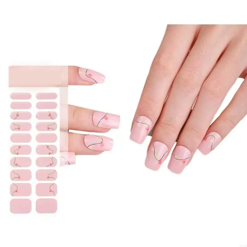 Q1FB النمط الكوري الهلامي الأظافر شرائح شبه شبيهة الأظافر تلميع الأظافر الأظافر