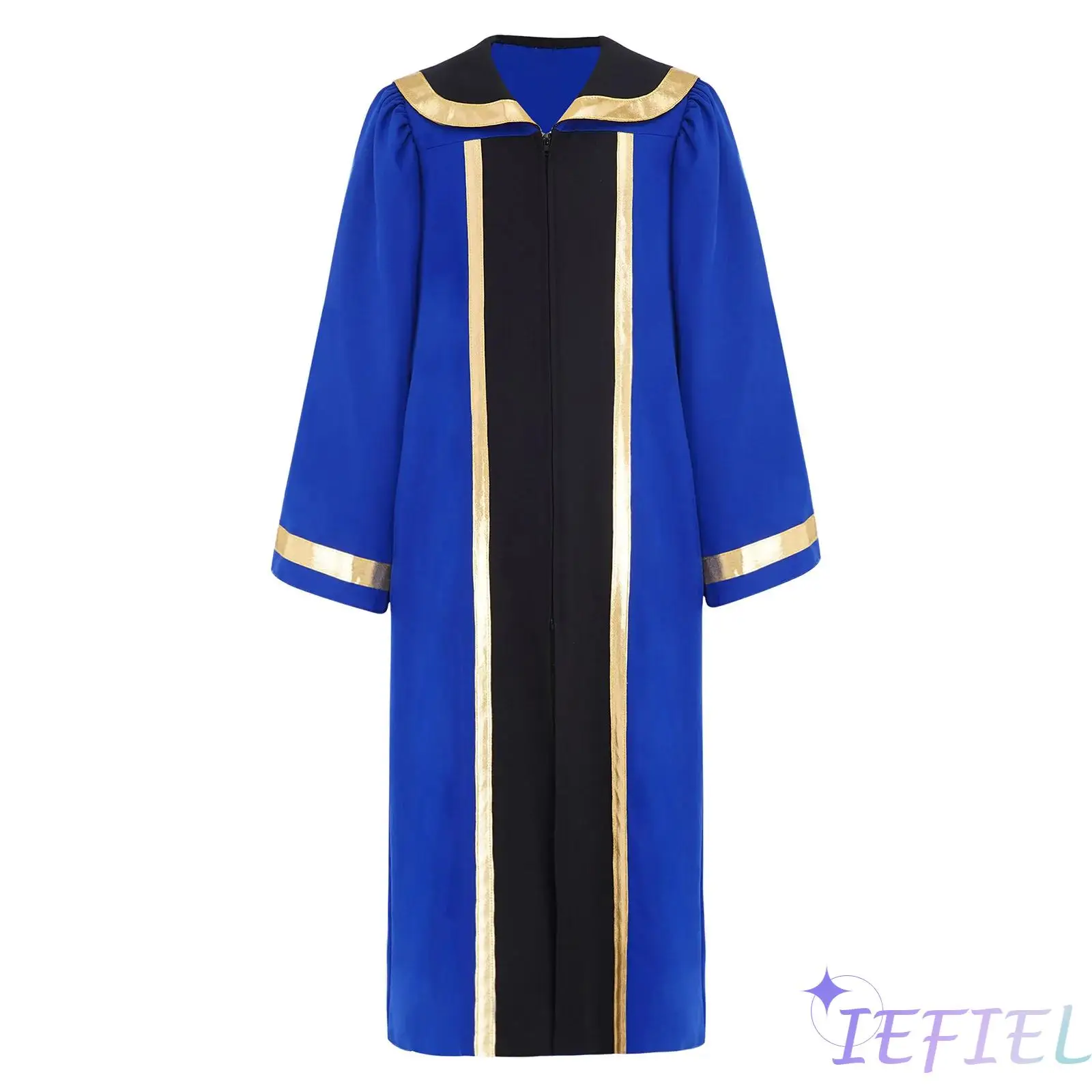 

Kids Unisex Halloween Pastor Cosplay Costume Gown Choir Style Turn Down Collar Long Sleeve Front Split Zipper Metallic Trim Robe