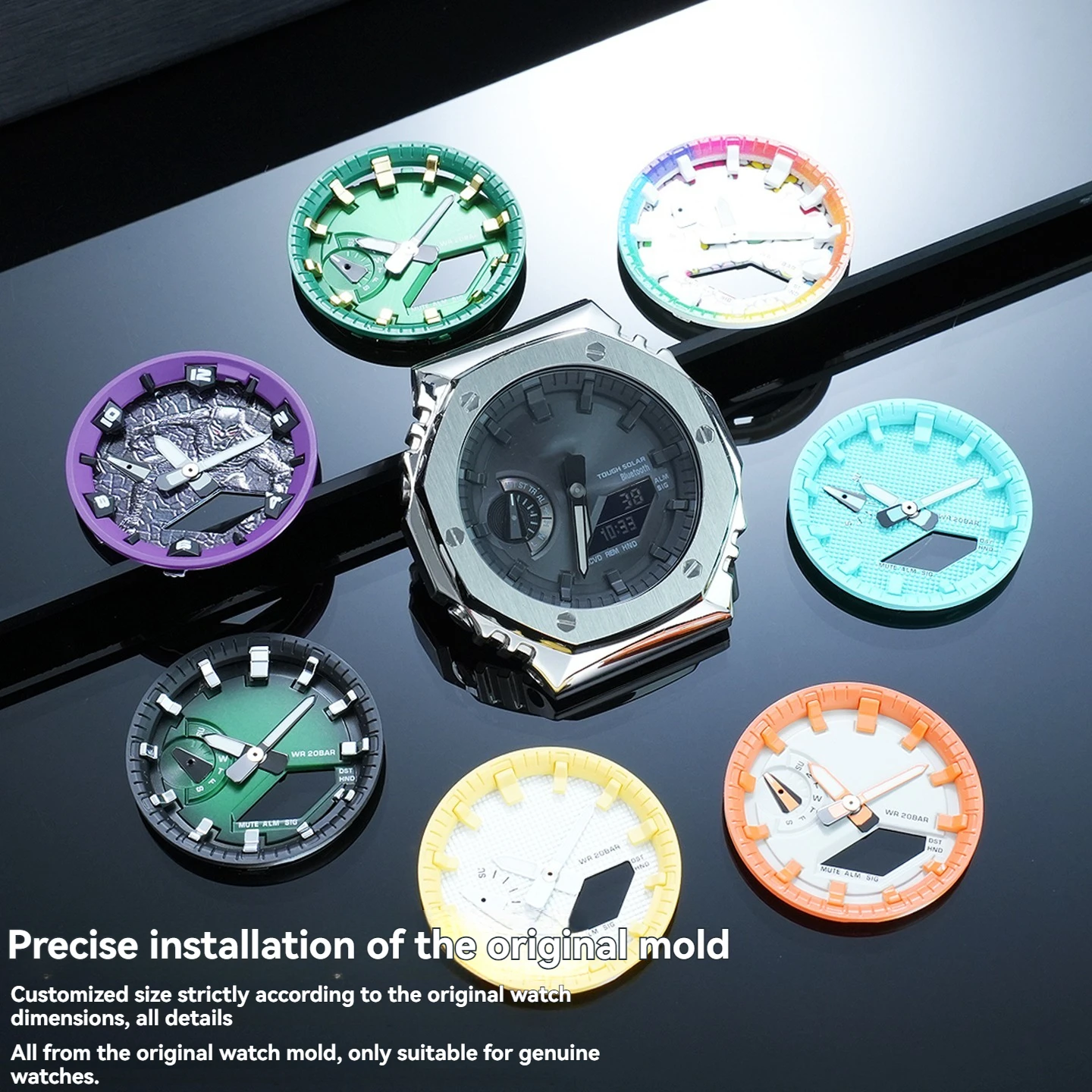 GA2100 DIY Mod Kit For Casio G-shock GA2110 GA-B2100 Strap Watch Scale Luminous Ring Index Metal Dial Surface Watch Hand Group