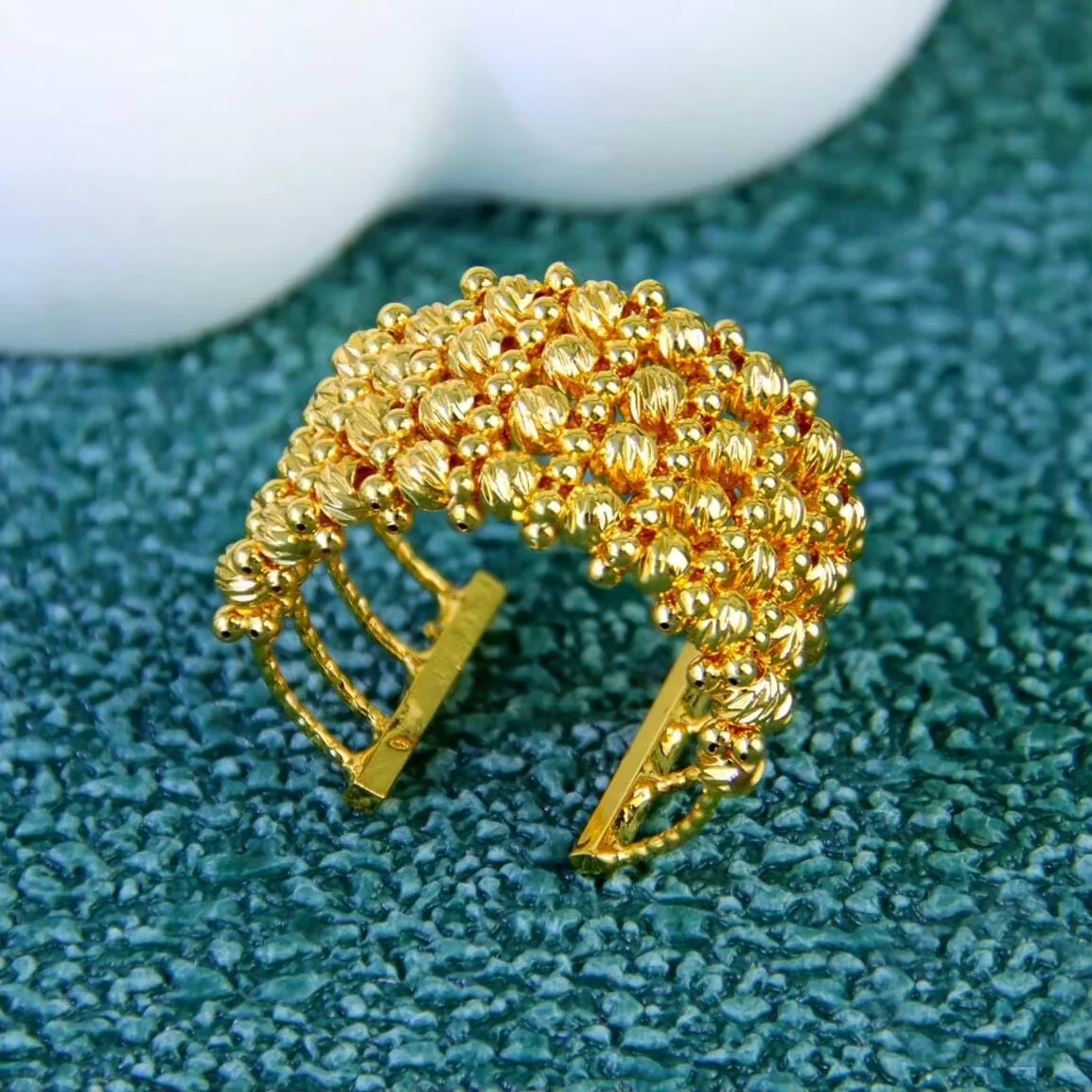 Luxury Arabic Bridal Wedding Rings 21k Gold Plated Adjustable Italian Fashion Marry Ring Dubai Middle East Women Party Jewelry