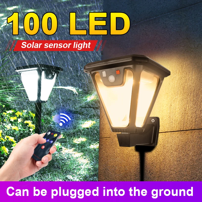 Night Exterior Solar Lamp 100 LEDs External Sensor Lighting Waterproof Solar Lantern 3 Modes Durable Solar Light Garden Light