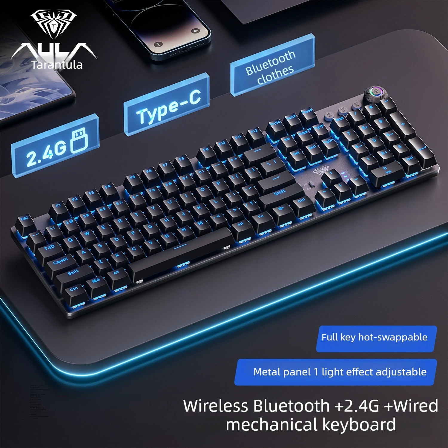 AULA mechanical keyboard F2088Air wireless bluetooth 2.4G wired tastiera meccanica keyboards rgb Usb office supplies pc klavye