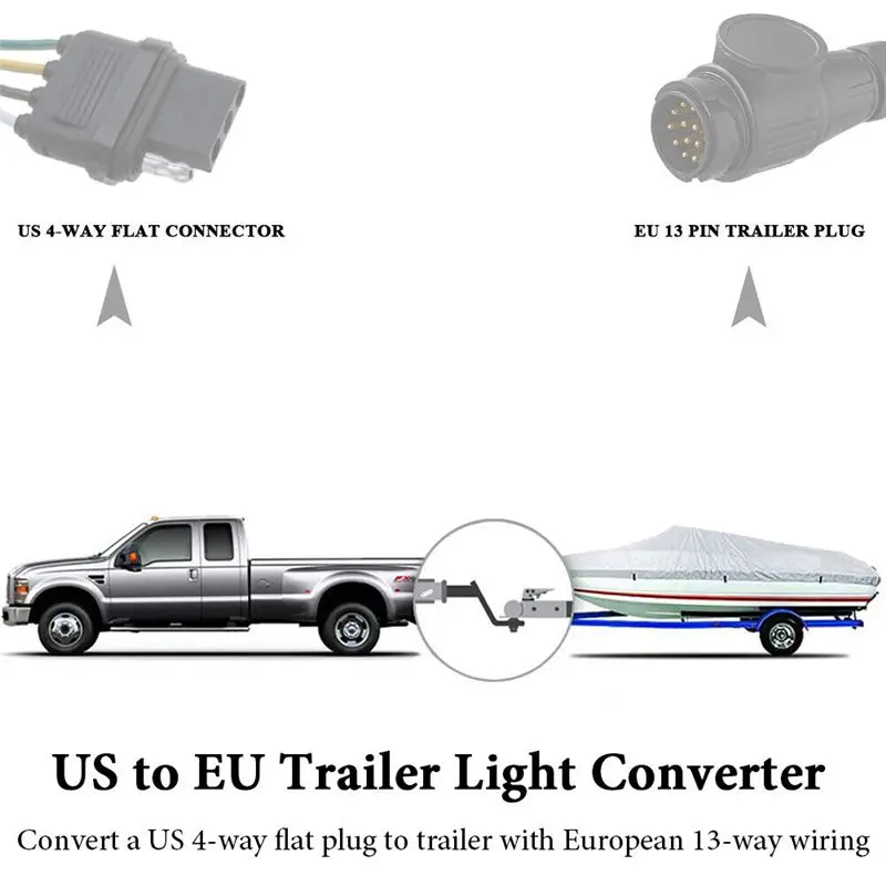 US To EU Trailer Light Converter For US Cars 4-Pin Flat Plug Socket To European Trailer 13-Pin Round Plug - view 5