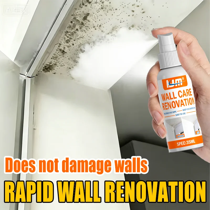 KJM Wall Mold Remover Spray 35ml- Powerful Stain Cleaner for Wallpaper, Ceilings & Wall Corners, No-Damage & Fast-Acting