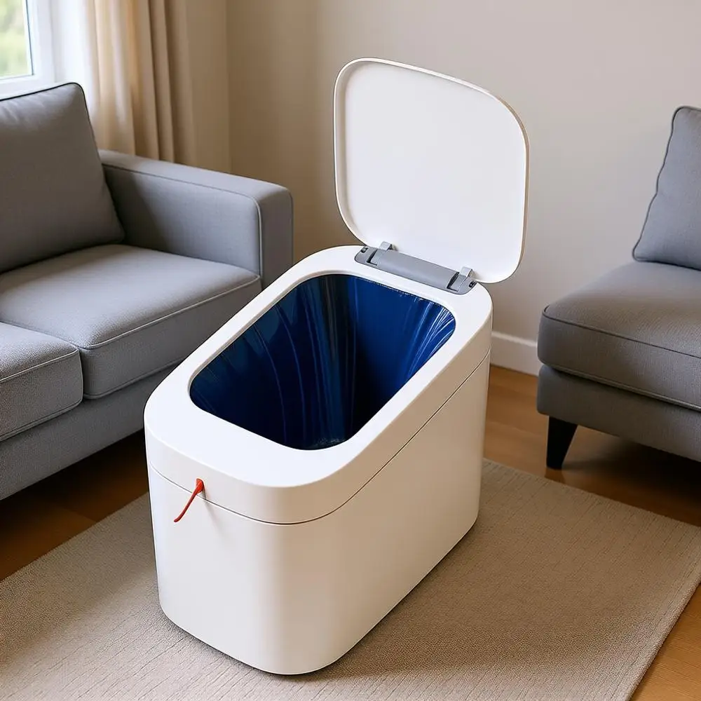 

Автоматическое мусорное ведро с датчиком движения, 3,5 галлона, перезаряжаемое через Type-C, конструкция с держателем для пакетов, автоматическая упаковка при открытии, плавное закрывание петельками.