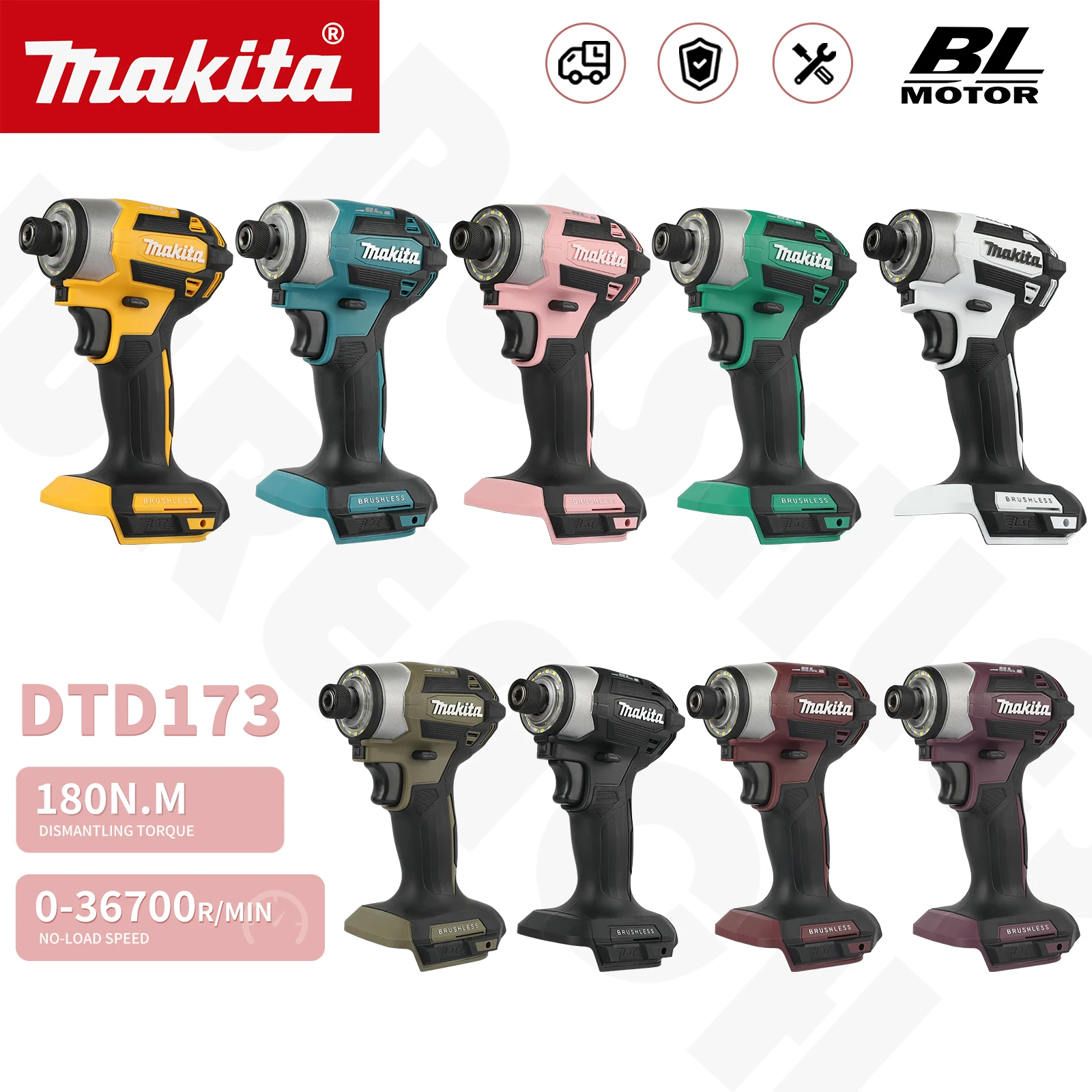 Makita DTD173 domestic multi-color Japanese rechargeable impact screwdriver DTD173Z M brushless motor metal electric screwdriver