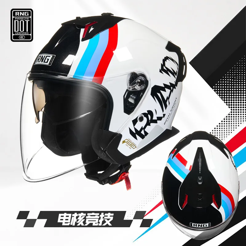 New RNG 3/4 Open‑Face Bluetooth Helmet Small Shell Riding Helmet for Motorcycle Electric Scooter Helm Motorcycle