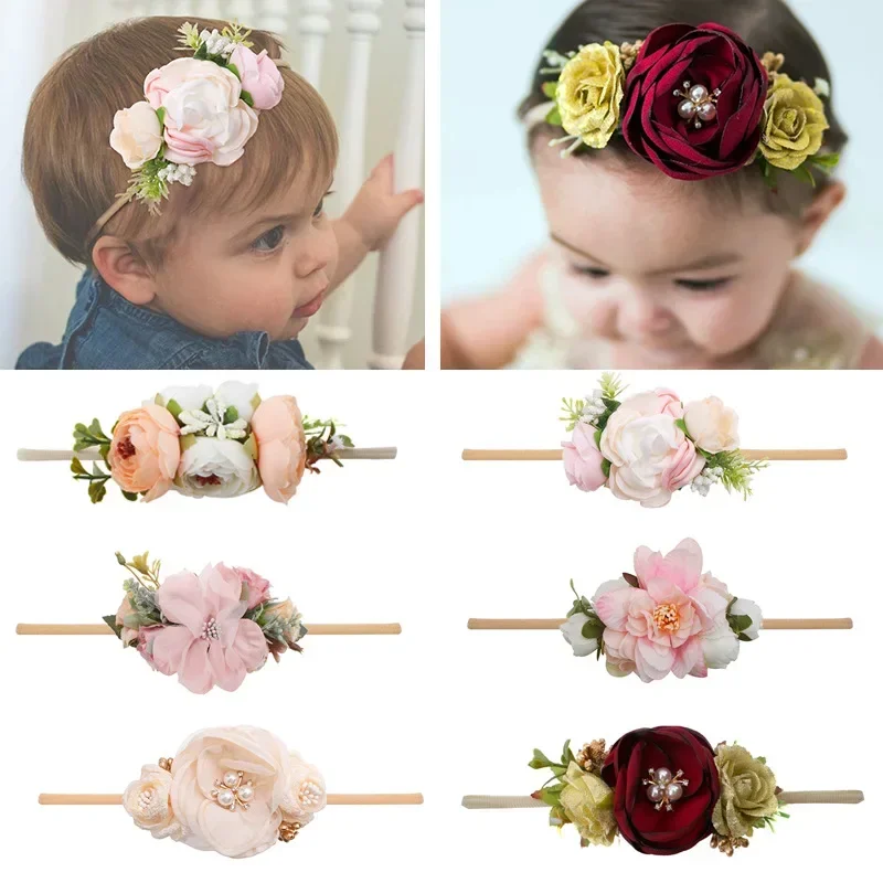 Diadema de estilo Pastoral para niños, superelástica, Floral, estilo coreano, novedad de 2024