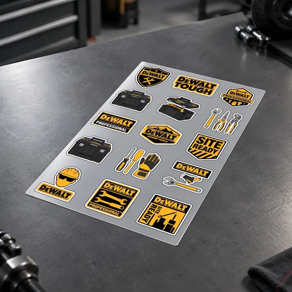 D-DEWALT Custom Motorcycle Sticker Kit Reflective Decal Set For Helmet Tank Fairing Body Graphics