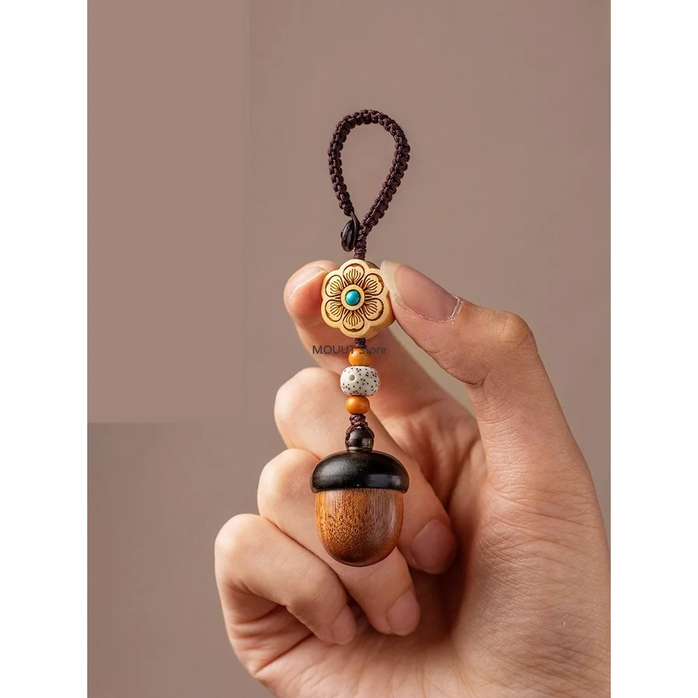 Car Figurines pendant Charms Pendant Pinecone Shape Chinese Style Pendant Sandal wood Keychain Figurines