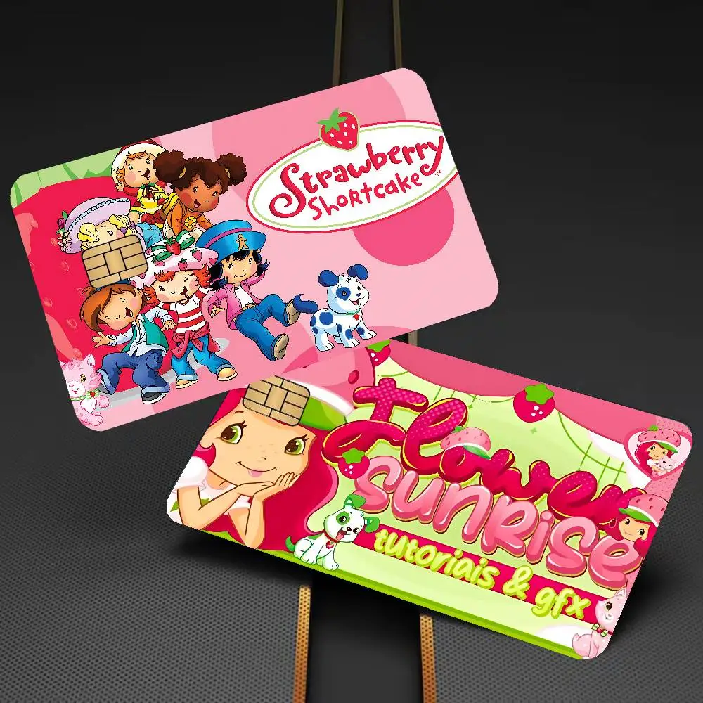 S-Strawberry-Shortcake girl Game Film Cover Sticker Case for Small Chip Credit Debit Card Front Side