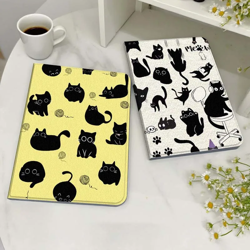 

Cartoon Black Cat Pattern For Legion Xiaoxin Pad Y700 K10 M10 P11 K11 Pro Plus 10.6 11.5 Inch 2021 2023 2025 Tablet Case