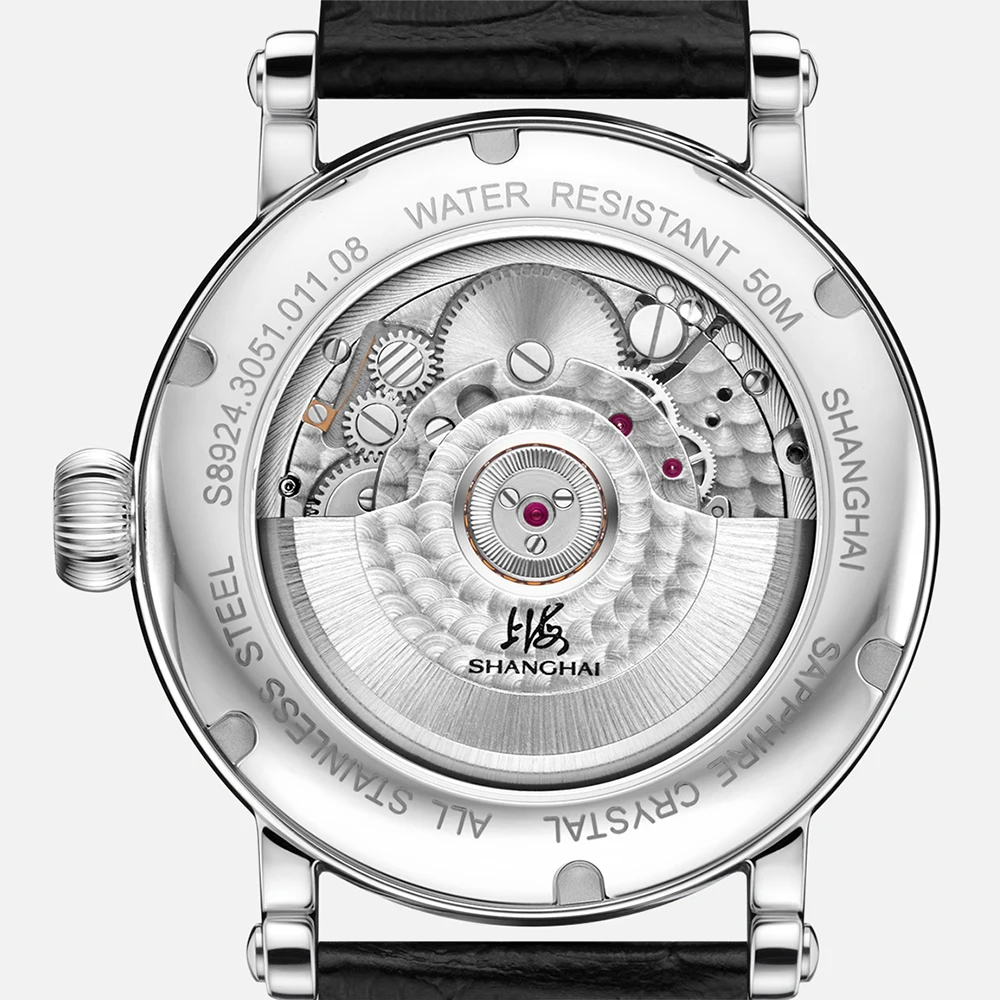 Shanghai Watch Men's Business Automatic Watches  42mm Multi-Function Mechanical Watches Day-Date ST25 Movement Sapphire Crystal Wristwatch 5 Bar Water Resistant Luminous Hands 316L Stainless Steel Timepiece Leather Strap Casual Flywheel Clock S8924