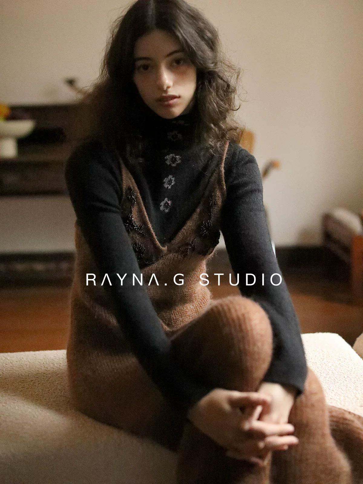 Primavera otoño mujeres 1970S Vintage inspirado bordado rebordear lana tejido ajustado sin mangas Camis vestidos