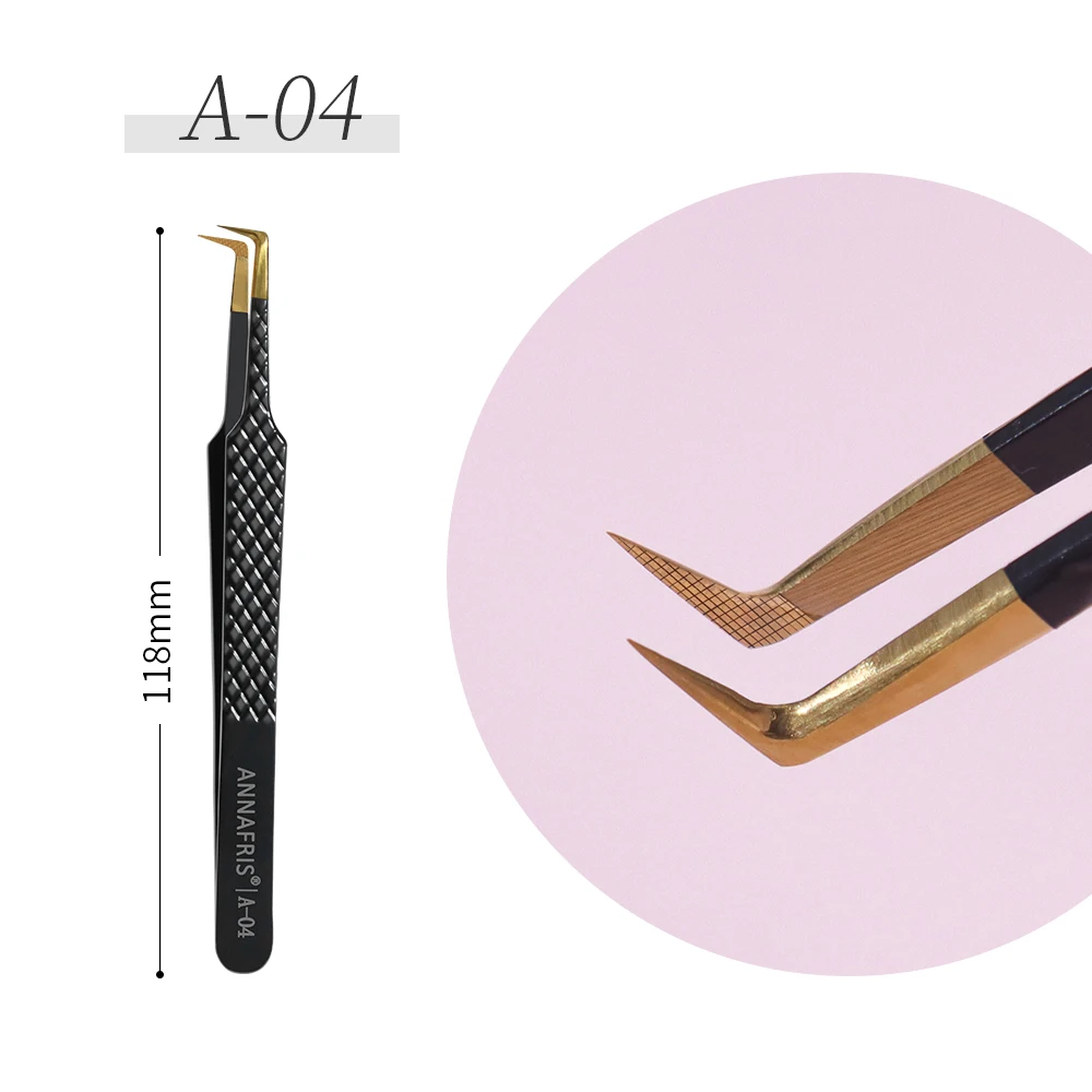 ANNAFRIS High-end Fiber Tip Lash Pincet Roestvrij Staal Rechte Kop Gebogen Tip Wimper Extension Pincet Makeup Tools