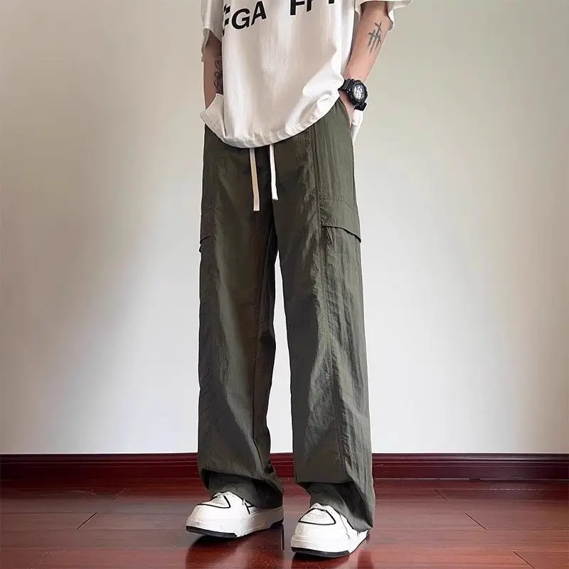 

Low Price Male Trousers Motorcycle Wide-leg Loose Luxury Cotton Regular Fit Harajuku Long Cheap Slacks New In Men's Cargo Pants