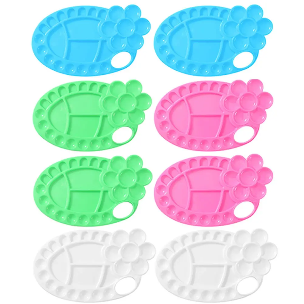 8Pcs High-Durability Plastic Pigment Tray Color Mixing Plate for Watercolor Painting Artists Easy Clean Portable Painting
