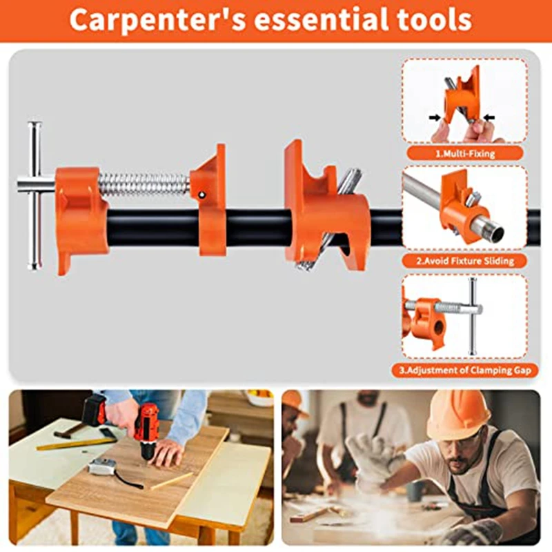 Metal Pipe Clamp 1 Pack 1/2 Inch Pipe Clamps, Fits With 1/2In Tube,Suitable For Woodworking Assembly Or Cuttings, Wood Clamps