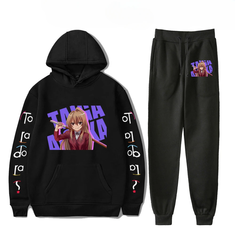 Toradora Aisaka Taiga Tracksuit Sets Men Casual Hoodies Sweatshirt+Sweatpants 2 Piece Set Pullover Fashion Streetwear Clothes