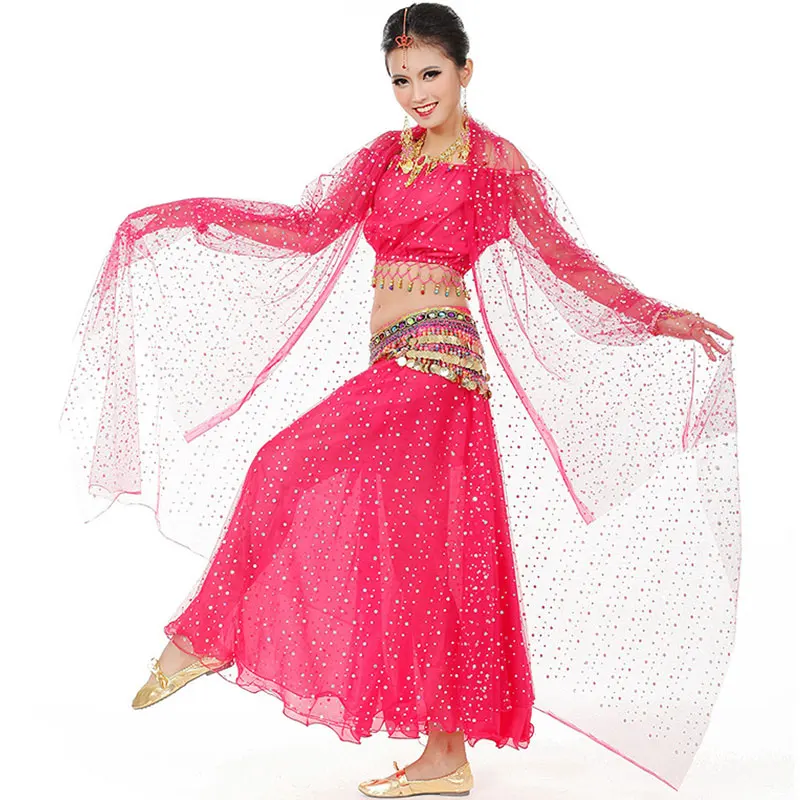 Conjunto de danza del vientre árabe para adultos, traje de Cosplay Oriental de jazmín para Halloween, traje indio de danza del vientre, ropa de escenario, atuendo Rave