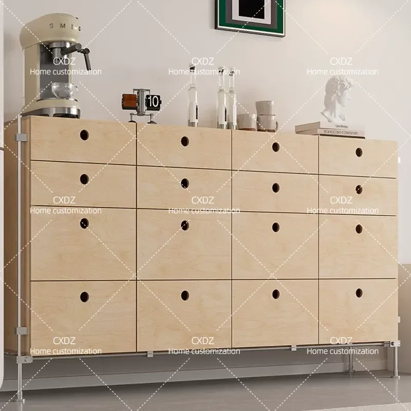 Medieval solid wood six-chest cabinet, living room locker, wall cabinet, ocean board, optical axis, drawer, storage chest