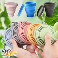 1-20Sets 180ML Folding Cup Mini Retractable Cup Silicone Portable Teacup Outdoor Travel Coffee Telescopic Drinking Mug with Lid