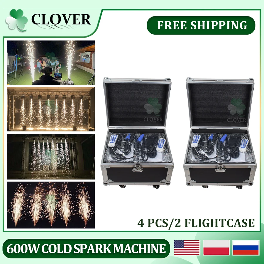 0 Belasting 4 Stuks 600W Koude Vonken Machine Met Flightcase Sparkler Bruiloft Vuurwerk Koude Vonk Machine Indoor Outdoor Koud Vuurwerk