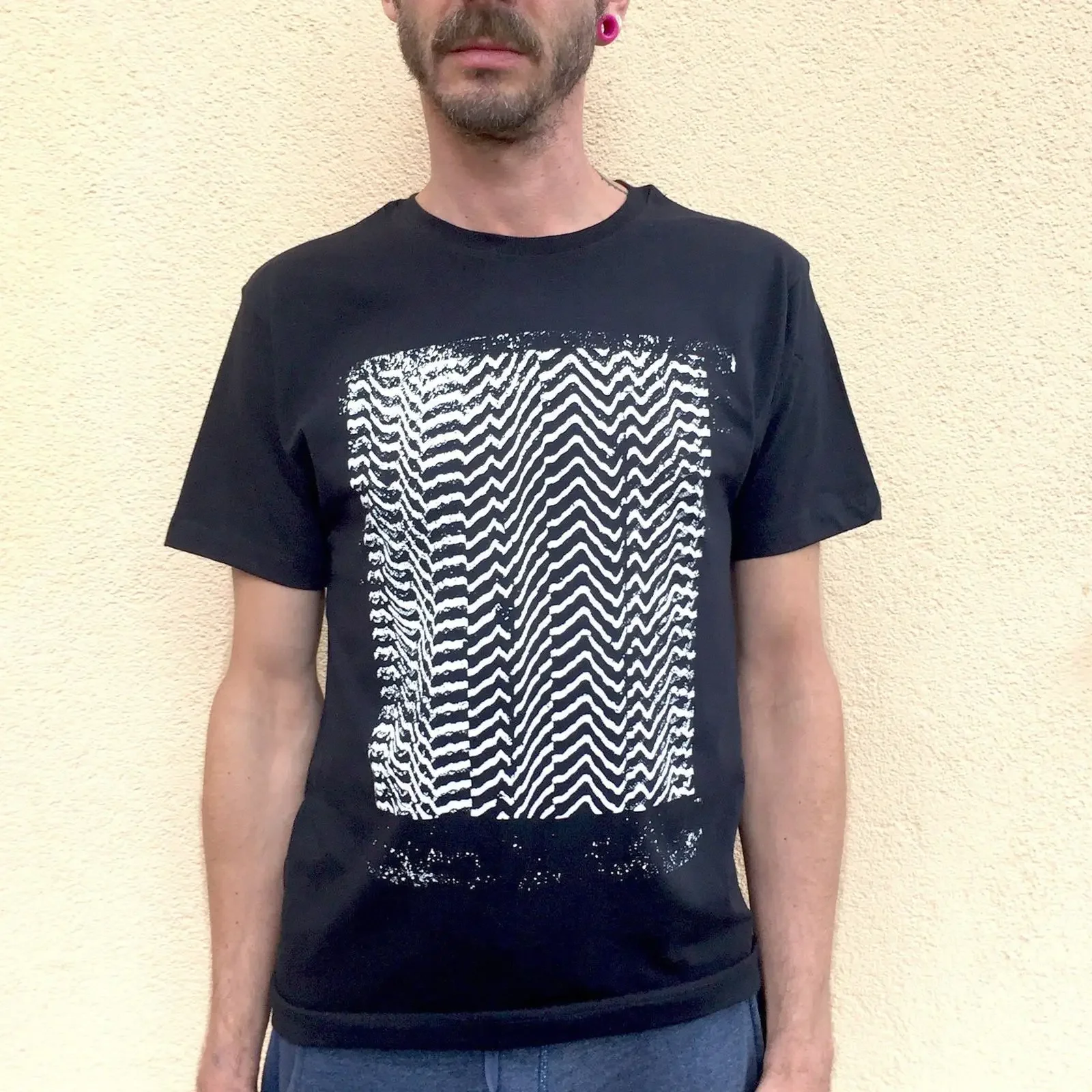 Glitch T Shirt Screen Organic Cotton Abstract Design vintage Washed designer clothes Slightly streetwear Top For Everyday Wear
