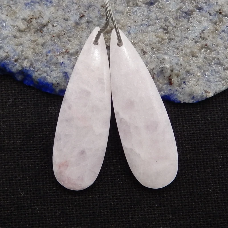 

Natural Stone Kunzite Earrings Beads Water Drop Teardrop Fashion Jewelry Accessories For Women 35x11x4mm 6g