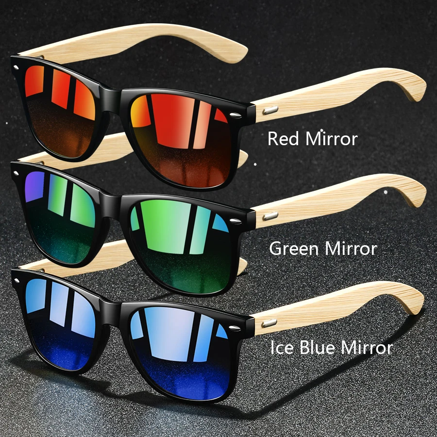 3er-Set Modische Vintage-Sonnenbrillen aus Bambusholz, Quadratisch, für Damen und Herren, Luxus-Designer-Sonnenbrillen zum Fahren und Angeln – Detail 3